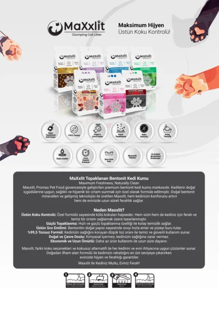 MaXxlit Palet Bazlı Topaklanan Bentonit Kedi Kumu 10 Lt.